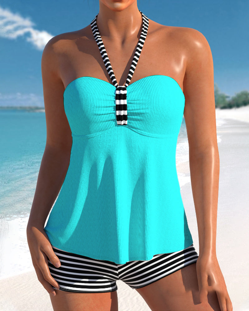 Tankini avec dos et rayures