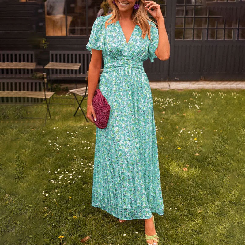 Robe à décolleté en V et Imprimé