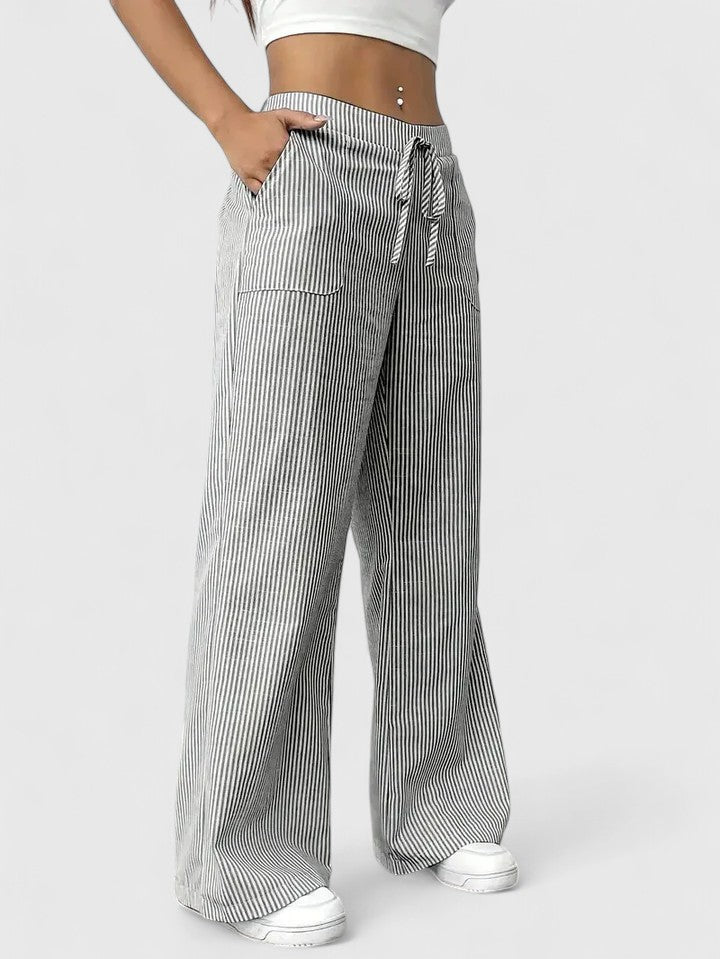 Pantalon large rayé