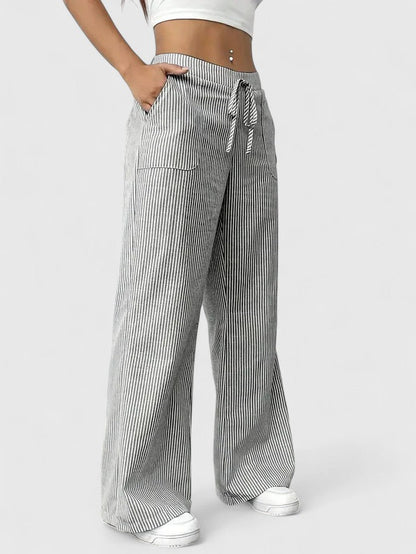 Pantalon large rayé