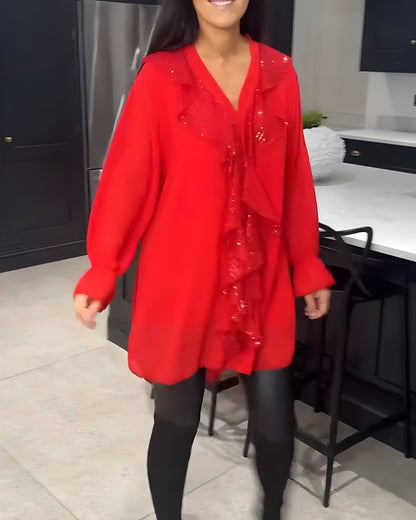 Blouse Élégante avec Volants