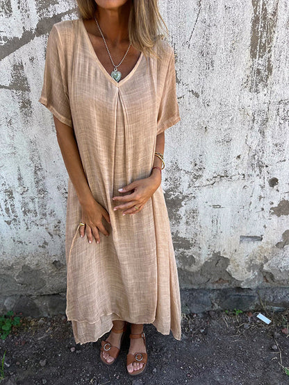Robe Loose à Col en V