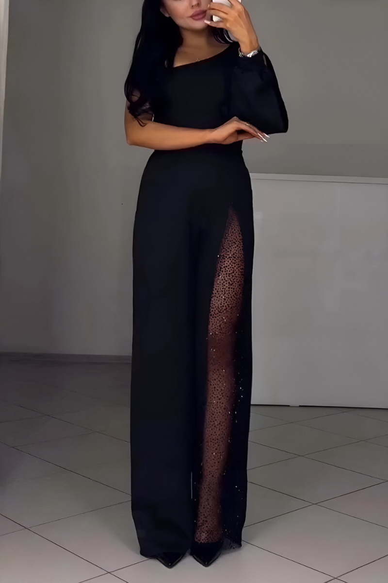 Combinaison Élégante à Jambes Larges