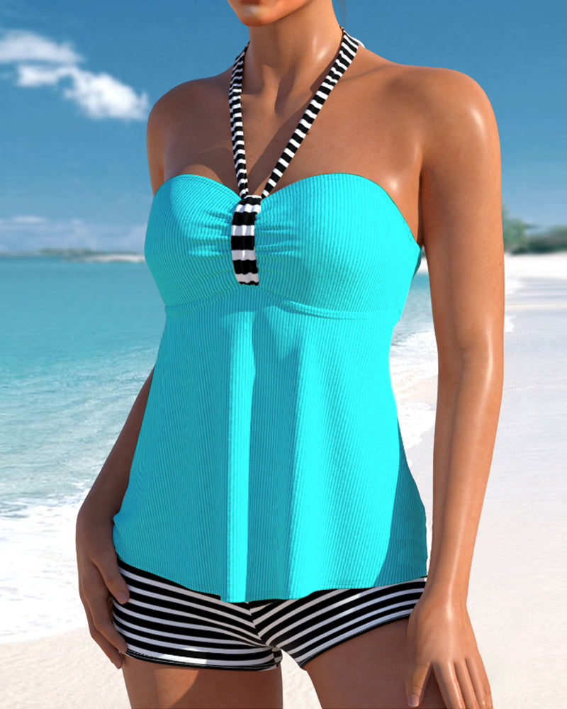 Tankini avec dos et rayures