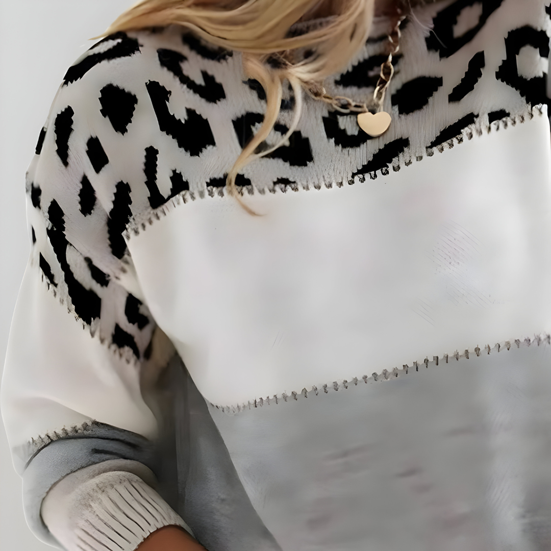 Pull en tricot avec motif léopard
