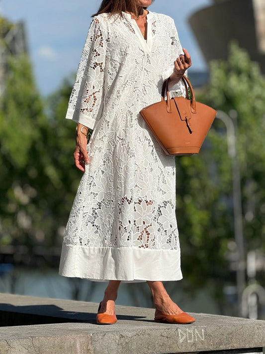 Robe Midi Élégante à Broderie