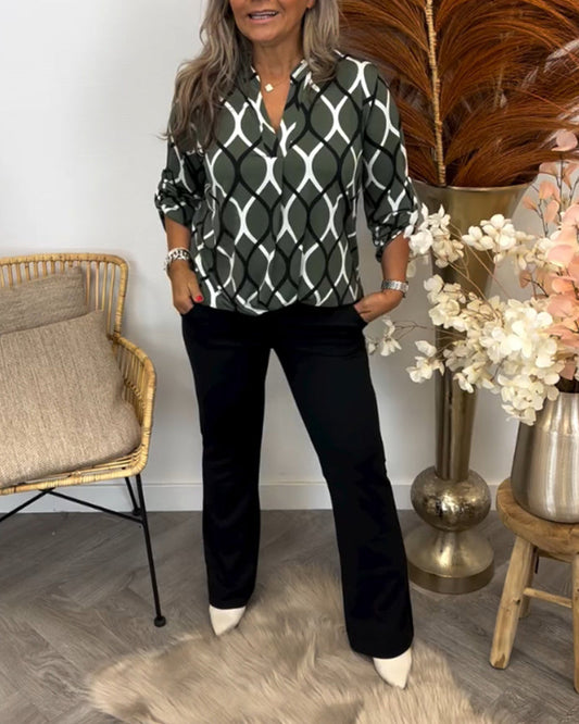 Blouse Décontractée avec Motif Chic