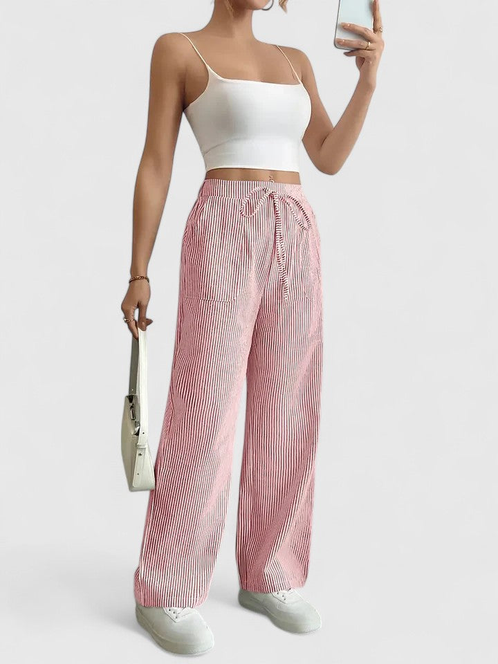 Pantalon large rayé