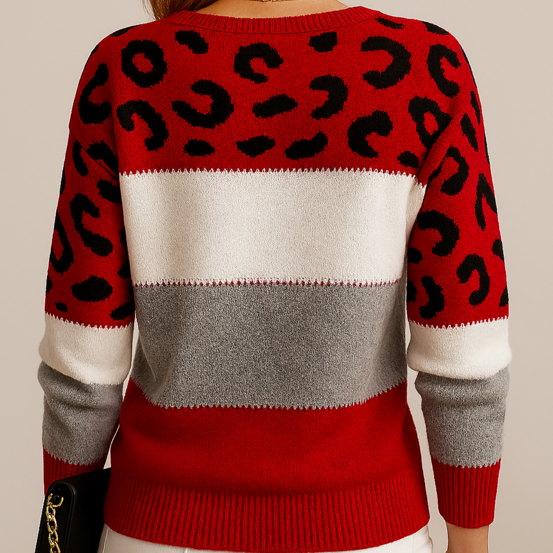 Pull en tricot avec motif léopard
