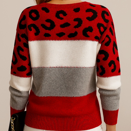 Pull en tricot avec motif léopard