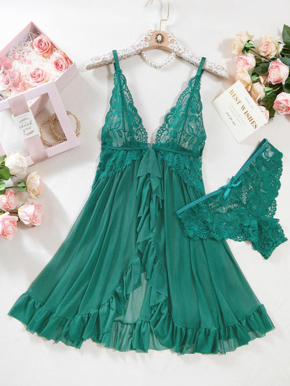 Ensemble de Nuisette en Dentelle Transparente