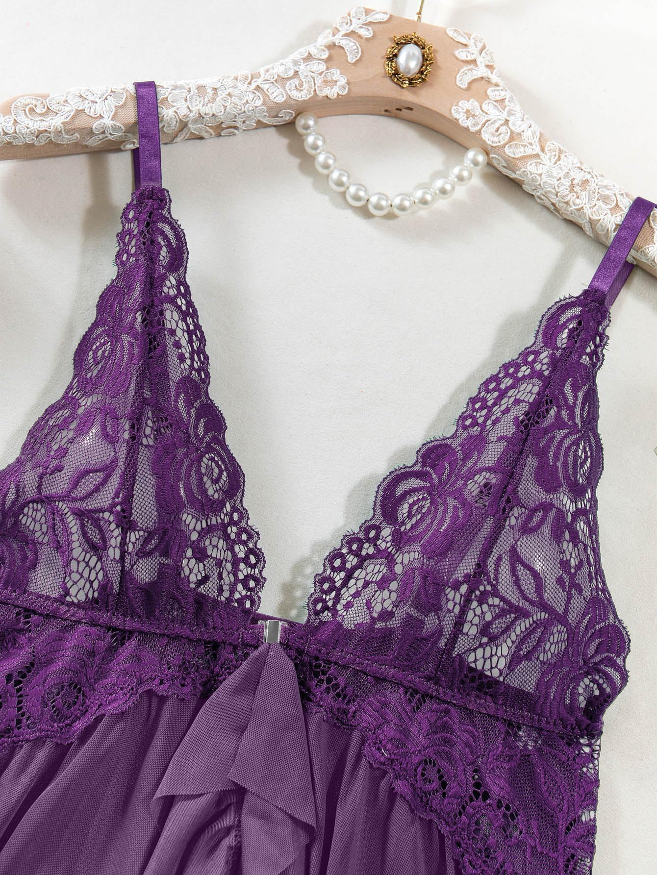 Ensemble de Nuisette en Dentelle Transparente