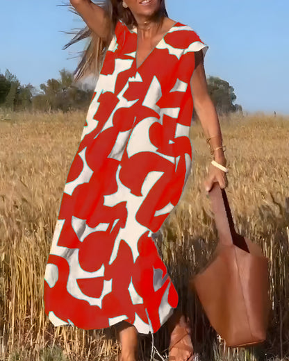 Robe à Imprimé et Décolleté en V