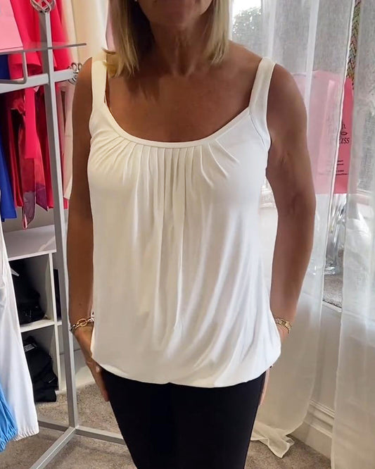 Top en coton plissé