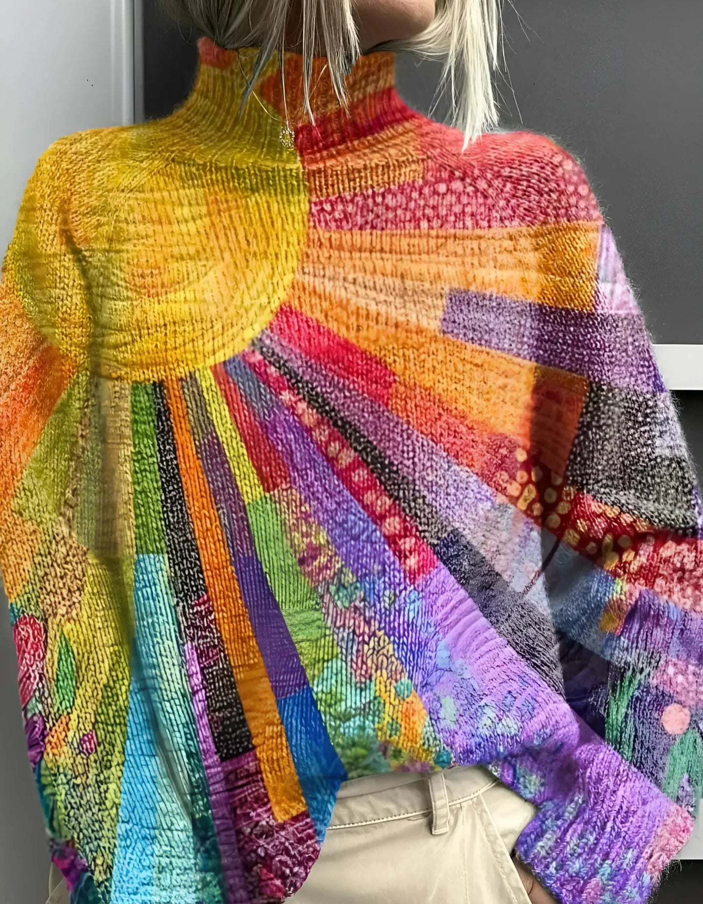Pull Col Roulé Chaud et Coloré