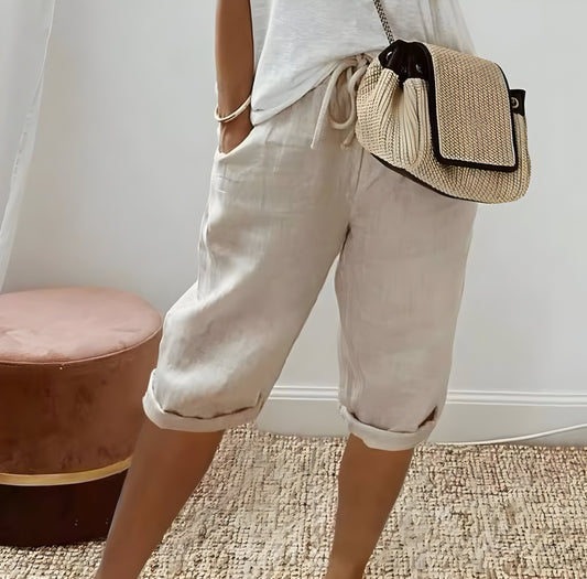 Pantalon Court en Lin pour Femmes