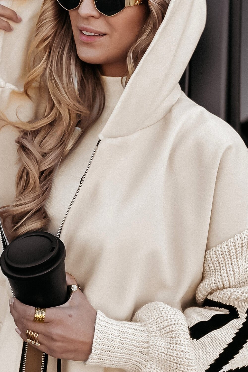 Manteau Femme avec Manches Tricotées