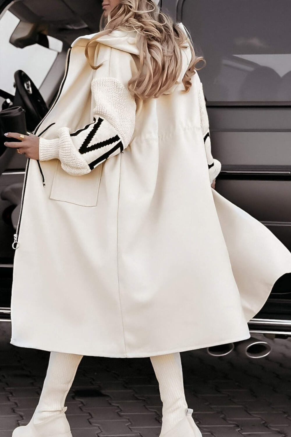 Manteau Femme avec Manches Tricotées