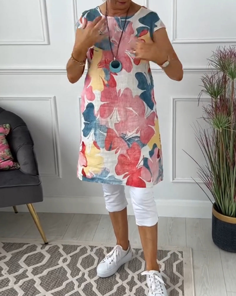 Robe décontractée avec Imprimé Floral Coloré