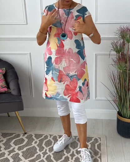 Robe décontractée avec Imprimé Floral Coloré