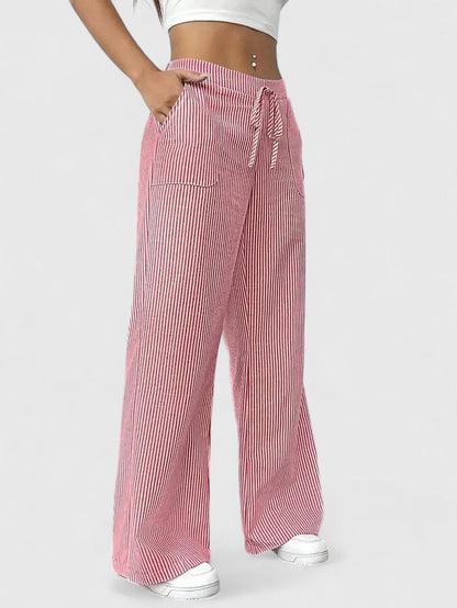 Pantalon large rayé