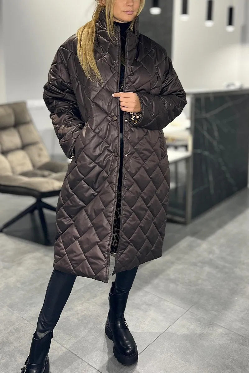 Veste Matelassée Réversible avec Doublure Imprimée Léopard