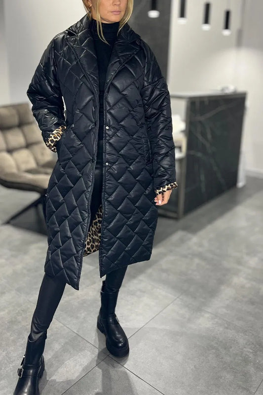 Veste Matelassée Réversible avec Doublure Imprimée Léopard
