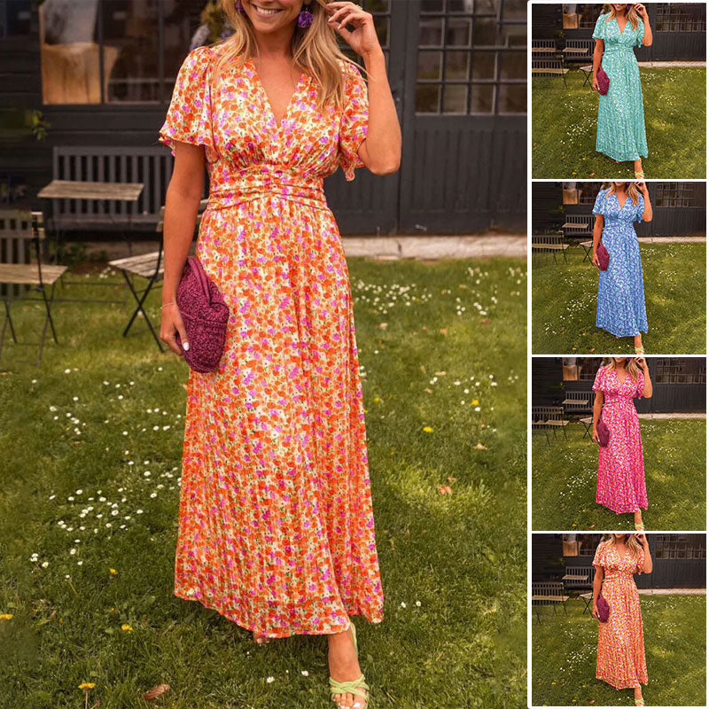 Robe à décolleté en V et Imprimé