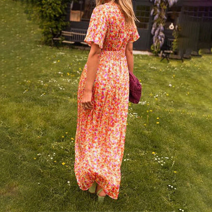Robe à décolleté en V et Imprimé