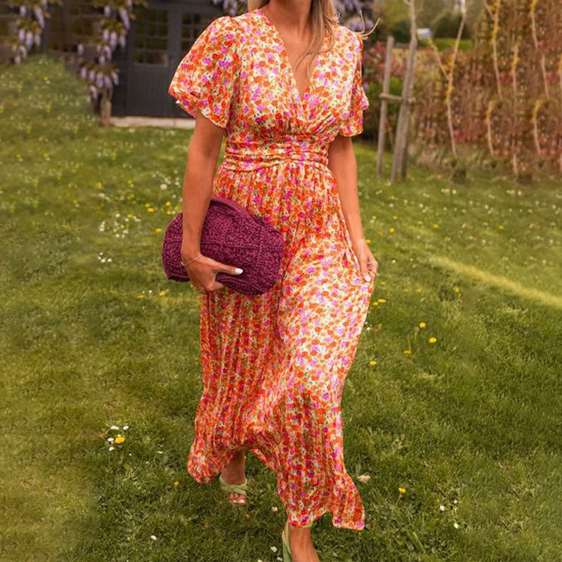 Robe à décolleté en V et Imprimé