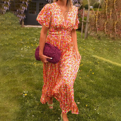 Robe à décolleté en V et Imprimé