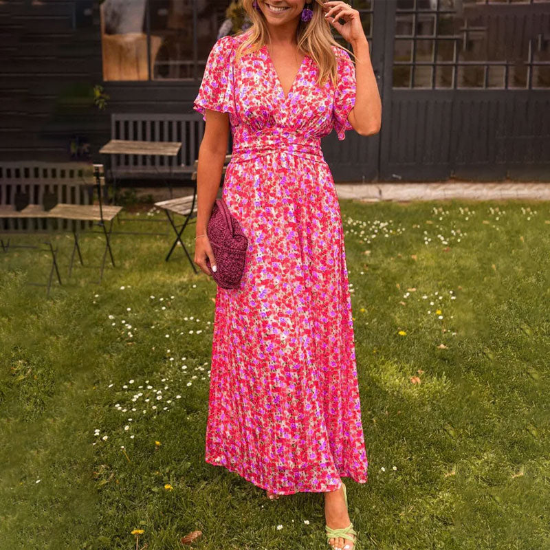 Robe à décolleté en V et Imprimé