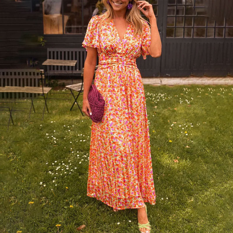 Robe à décolleté en V et Imprimé