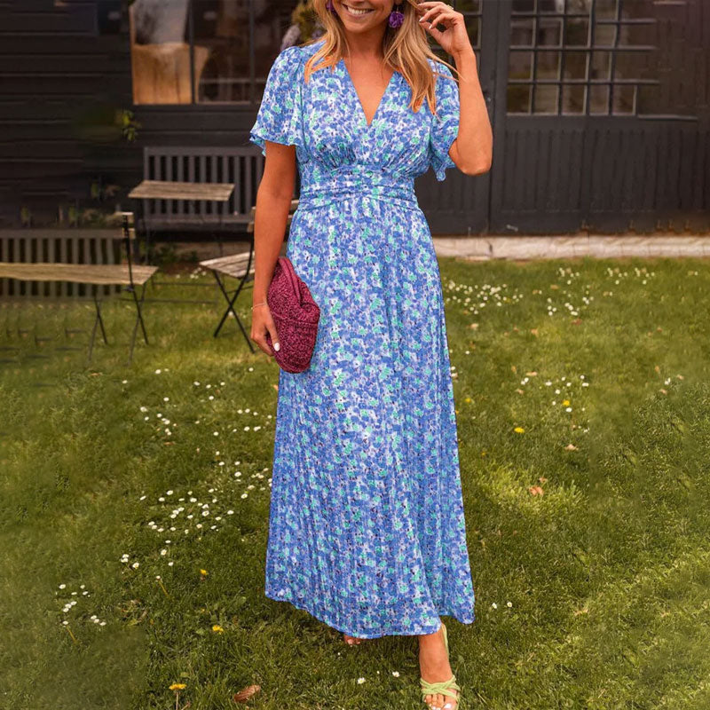 Robe à décolleté en V et Imprimé