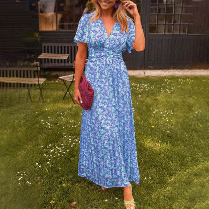 Robe à décolleté en V et Imprimé