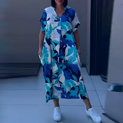 Robe Maxi Fluide à Imprimé Vibrant