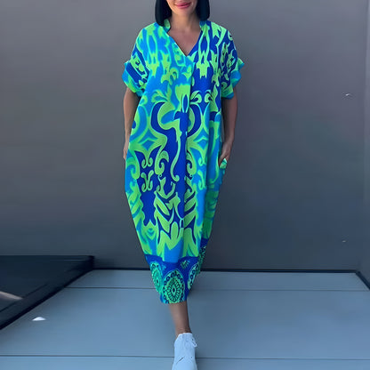 Robe Maxi Fluide à Imprimé Vibrant